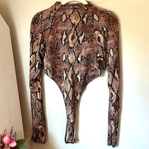 Snakeskin Print High Thong Bodysuit (EUC)